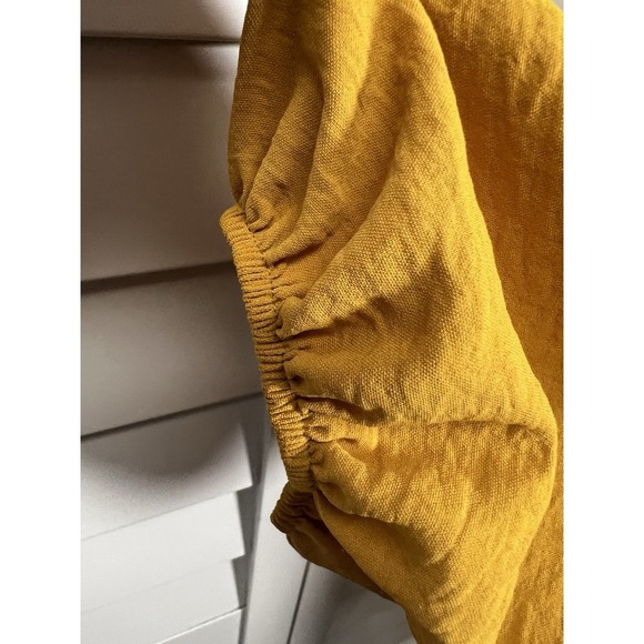 MISIA Puff Sleeve Front Knot Pullover Top Women's Size Medium Mustard - Picture 6 of 8